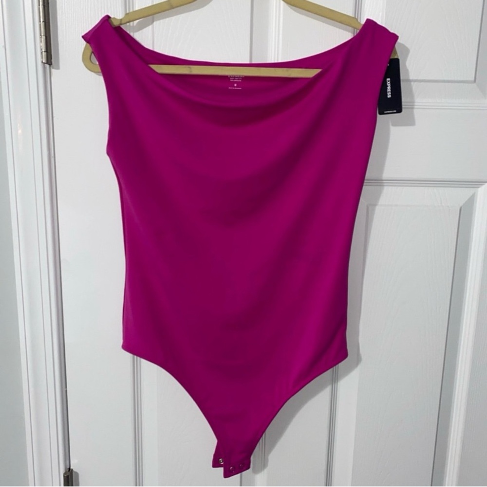 NWT Express Hot Pink off the shoulder body contour bodysuit